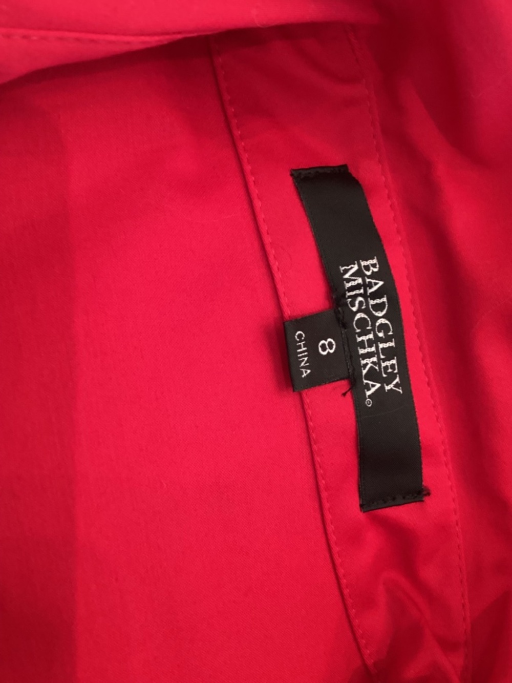NWOT-BADGLEY MISCHKA - SHIRTWAIST RED COTTON DRESS - SIZE - 8 - Picture 4 of 14